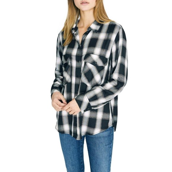 NEW Sanctuary Keep It Real Plaid New Generation Boyfriend Shirt - Picture 1 of 2